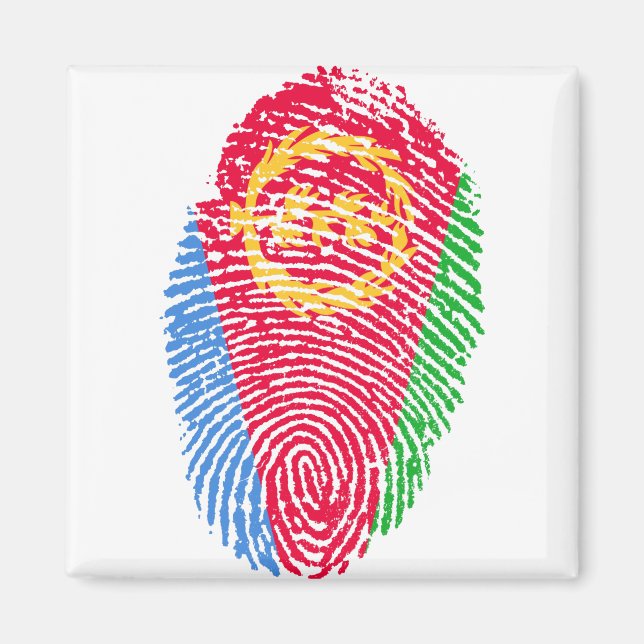 Eritrea Flagga Fingerprint Land Pride Identity Magnet (Framsidan)