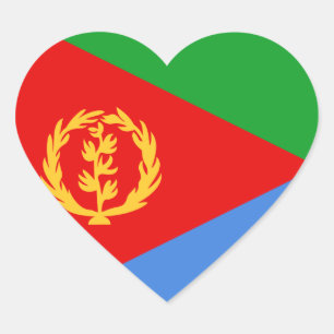 Eritrea Flagga Heart Sticker Hjärtformat Klistermärke