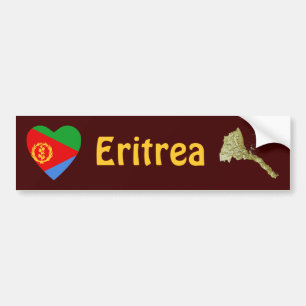 Eritrea Flagga Hjärta + Karta Bildäckslapp Bildekal