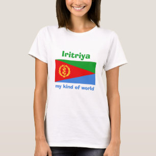 Eritrea Flagga + Karta + Text T-Shirt