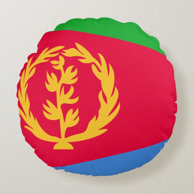 Eritrea Flagga Rund Kudde (Framsidan)