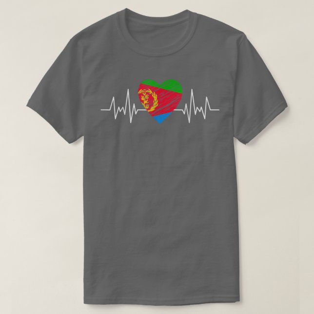 Eritrea Flagga with Heartslag Pride Grunge Eritrea T Shirt (Design framsida)