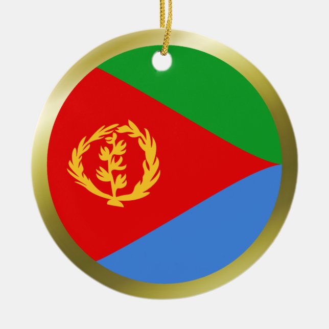 Eritrea flaggaprydnad julgransprydnad keramik (Framsidan)