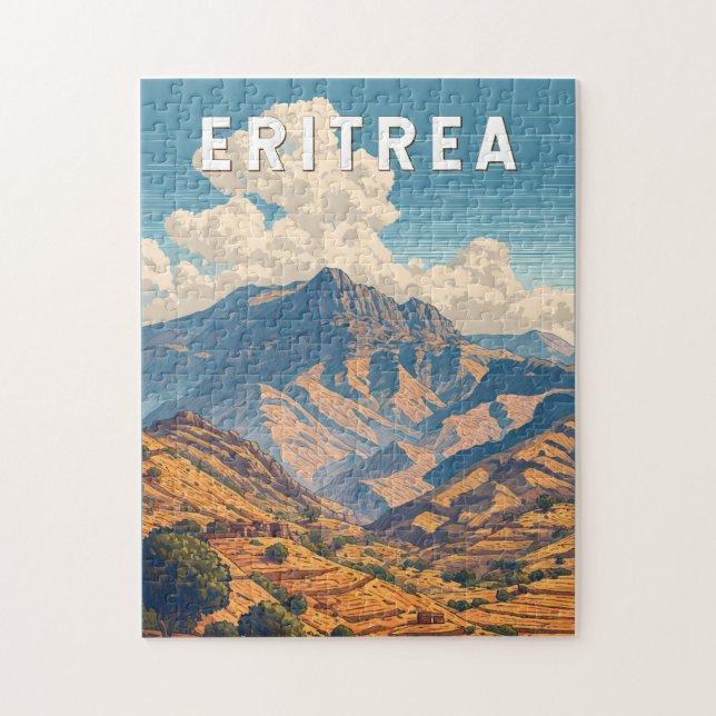 Eritrea Illustration Travel Art Vintage Pussel (Vertikal)