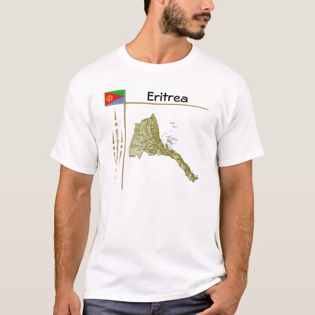 Eritrea Karta + Flagga + avdelning T-Shirt (Framsida)