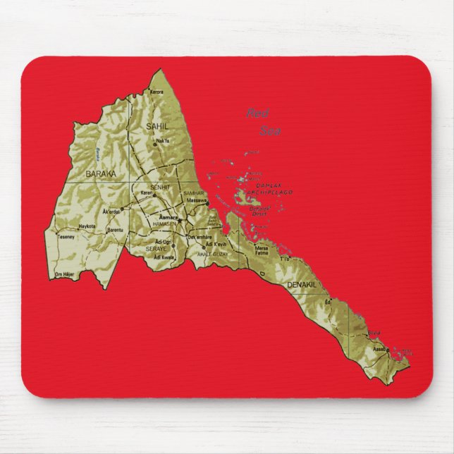 Eritrea karta Mousepad Musmatta (Framsidan)