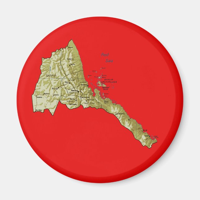 Eritrea Kartmagnet Magnet (Framsidan)