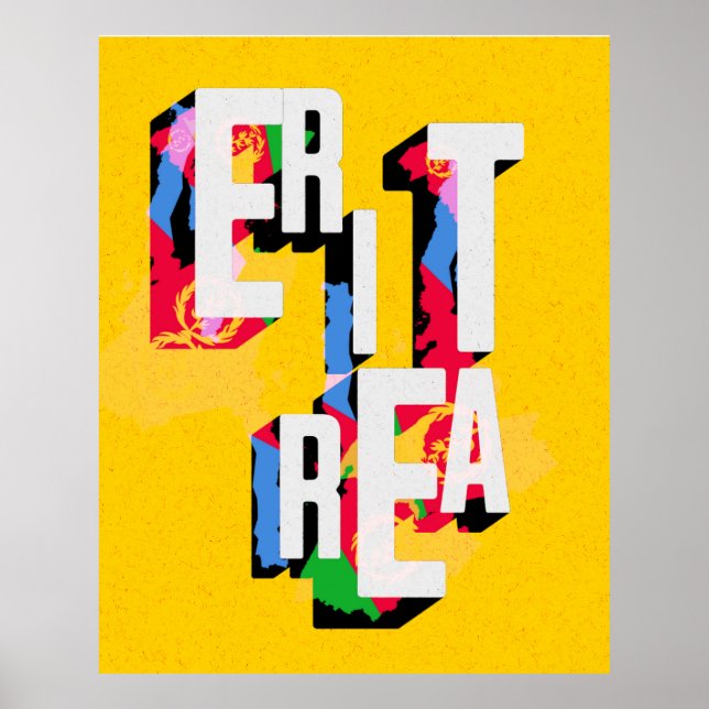 Eritrea med Eritreas Flagga Background Poster (Framsidan)