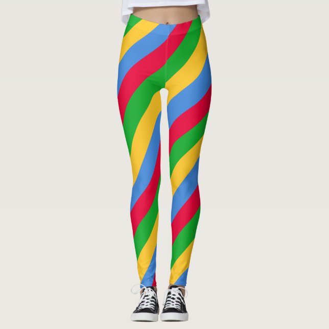 Eritrea National Flagga Diagonal Stripe Färg Leggings (Framsida)