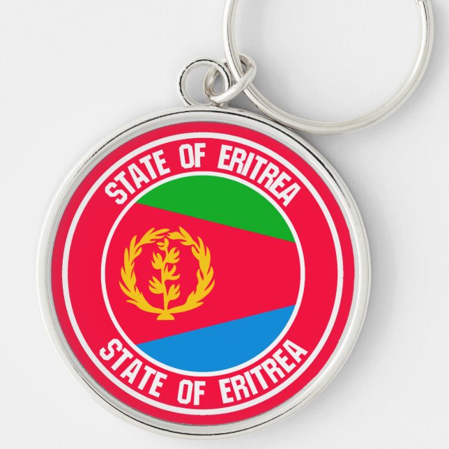 Eritrea Round Emblem Rund Silverfärgad Nyckelring (Framsidan)