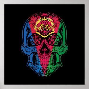Eritrea Skull och Ro Flagga Poster