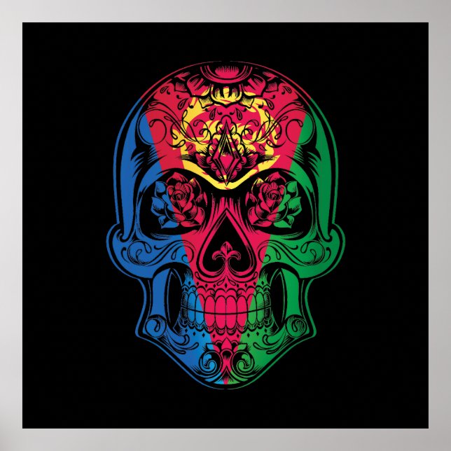 Eritrea Skull och Ro Flagga Poster (Framsidan)