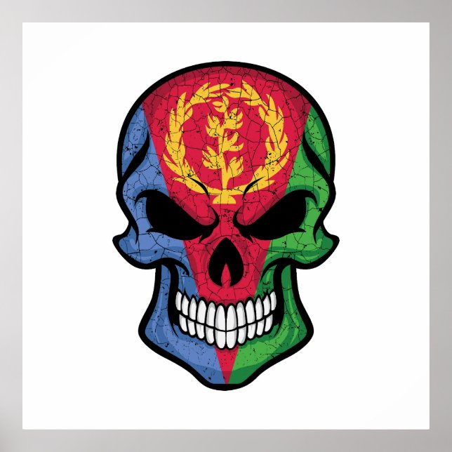 Eritrea Smiling Skull Flagga Poster (Framsidan)