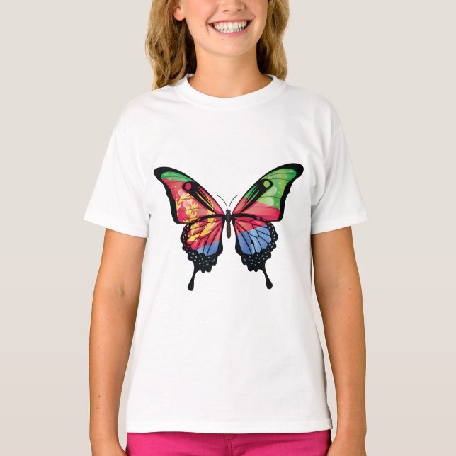 Eritrea Swallowtail Butterfly Flagga Sticker T Shirt (Framsida)