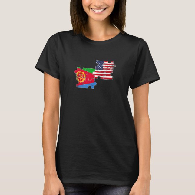Eritrea USA Eritrean American Flag T Shirt (Framsida)