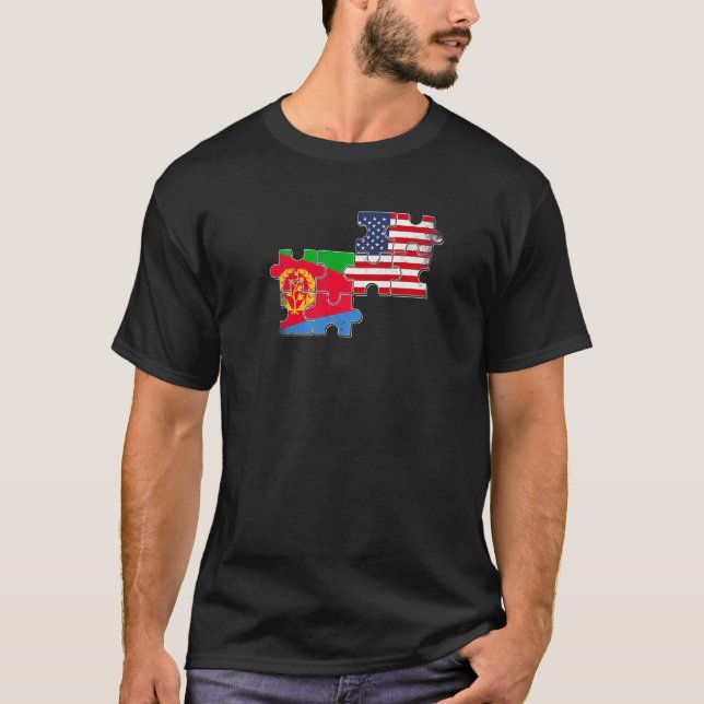 Eritrea USA eritreanska amerikanska Flagga T Shirt (Framsida)