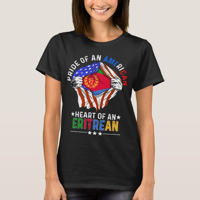 Eritreansk amerikansk Flagga T Shirt (Framsida)