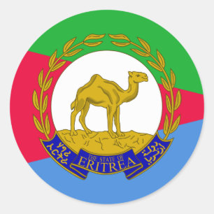 Eritreansk Flagga & National Emblem, Eritreas Flag Runt Klistermärke
