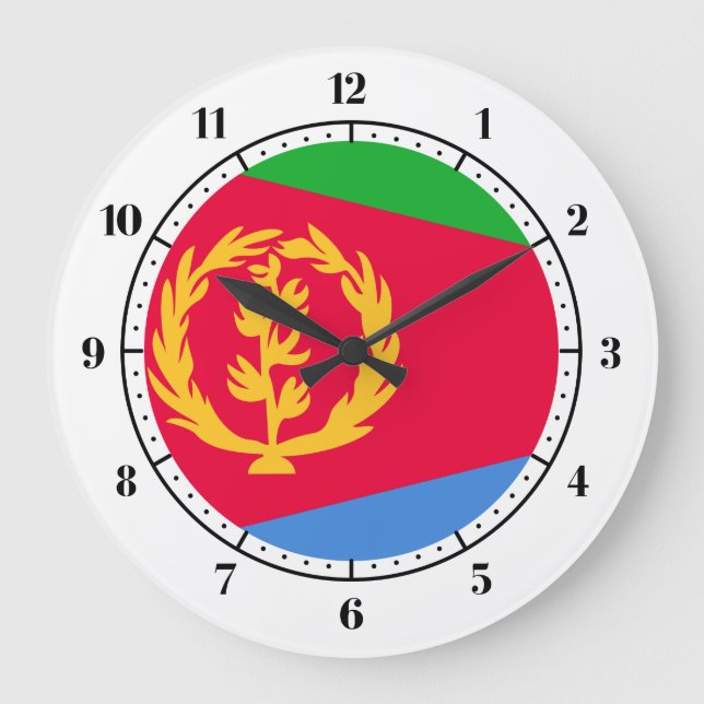 Eritreanska flagga Clocks Stor Klocka (Framsida)