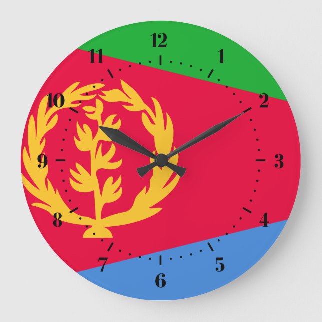 Eritreanska flagga Clocks Stor Klocka (Framsida)