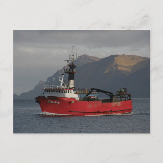 Erla N, Crab Boat in Dutch Harbor, Alaska Vykort (Framsida)