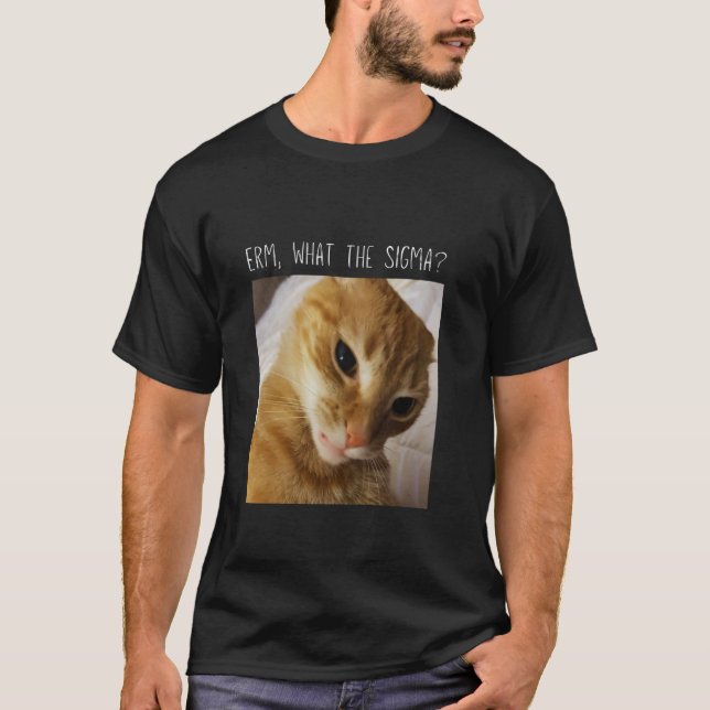 Erm, Vad den Sigma Roliga katt meme T Shirt (Framsida)