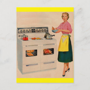 Erma och hennes dubbla-barreled Oven Vykort