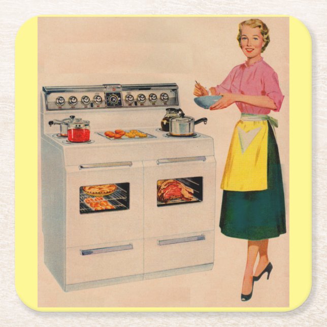 Erma och hon dubbla-barreled ugnen underlägg papper kvadrat (Framsidan)