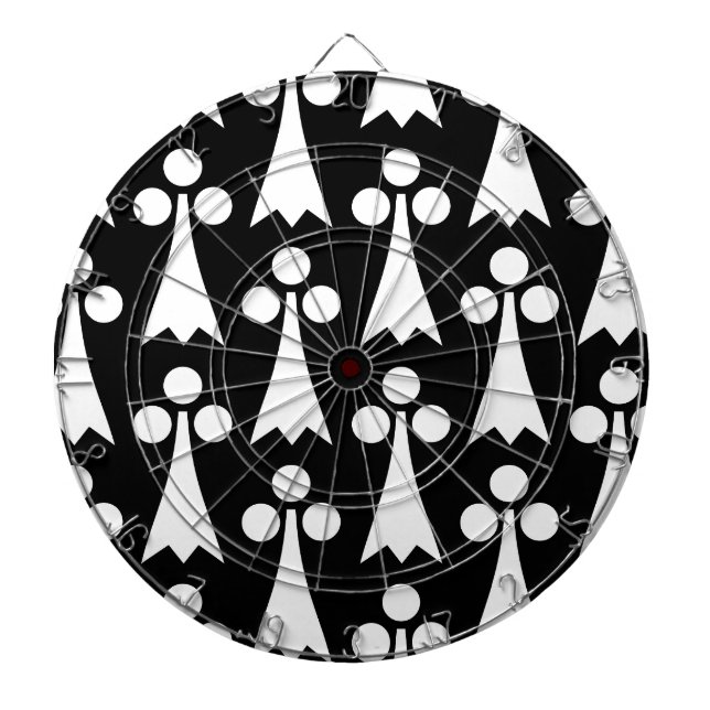 Ermine Mönster, Medieval Mönster, White on Black Darttavla (Framsidan)