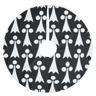 Ermine Mönster, Medieval Mönster, White on Black Julgransmatta Borstad Polyester