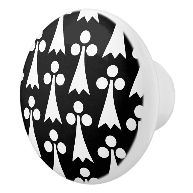 Ermine Mönster, Medieval Mönster, White on Black Knopp (Höger)