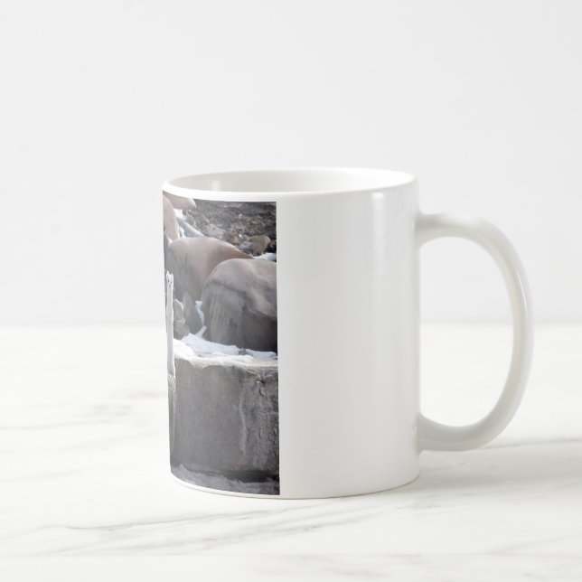 Ermine på snöig stenar kaffemugg (Höger)