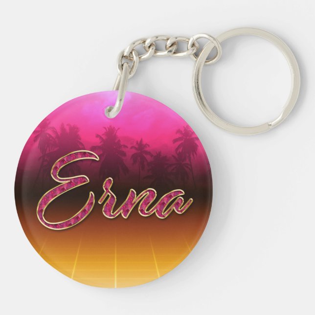 Erna Vorname Name golden pink Schlüsselanhänger (Baksidan)