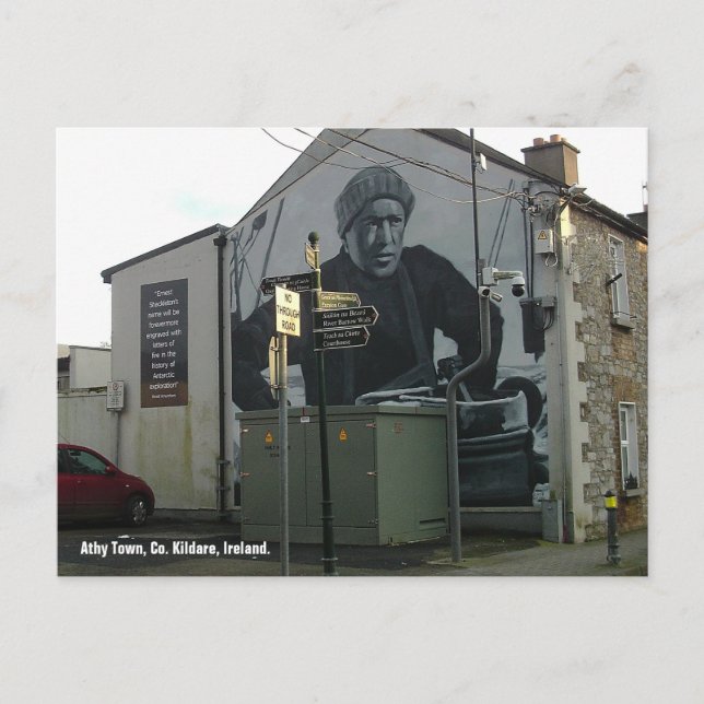 Ernest Shackleton wall mural, Athy town, Irland. Vykort (Framsida)
