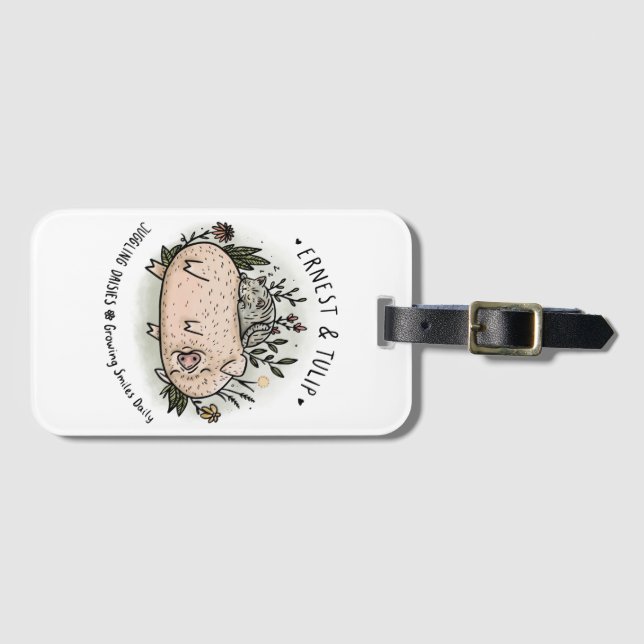 Ernest & Tulip - Luggage Tag - Juggling Daisy Bagagebricka (Framsida horisontal)
