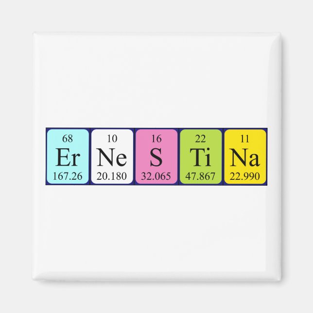 Ernestina periodiskt återkommande magnet bord namn (Framsidan)