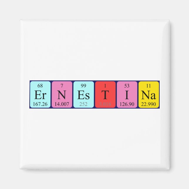 Ernestina periodiskt återkommande magnet bord namn (Framsidan)
