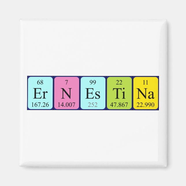 Ernestina periodiskt återkommande magnet bord namn (Framsidan)