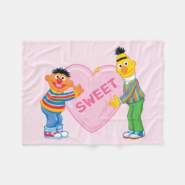 Ernie & Bert Big Valentines hjärta Fleecefilt (Framsidan (Horisontell))