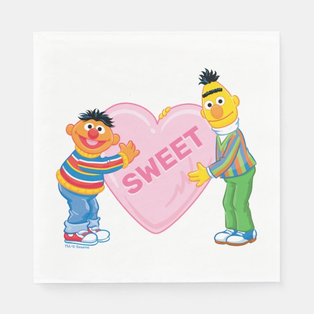 Ernie & Bert Big Valentines hjärta Pappersservett (Framsidan)