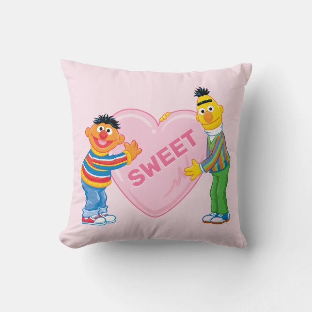 Ernie & Bert Stort hjärta på Alla hjärtans dag Kudde (Framsida)
