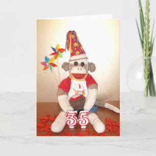 Ernie, födelsedagskort för 35en Sock monkey Kort