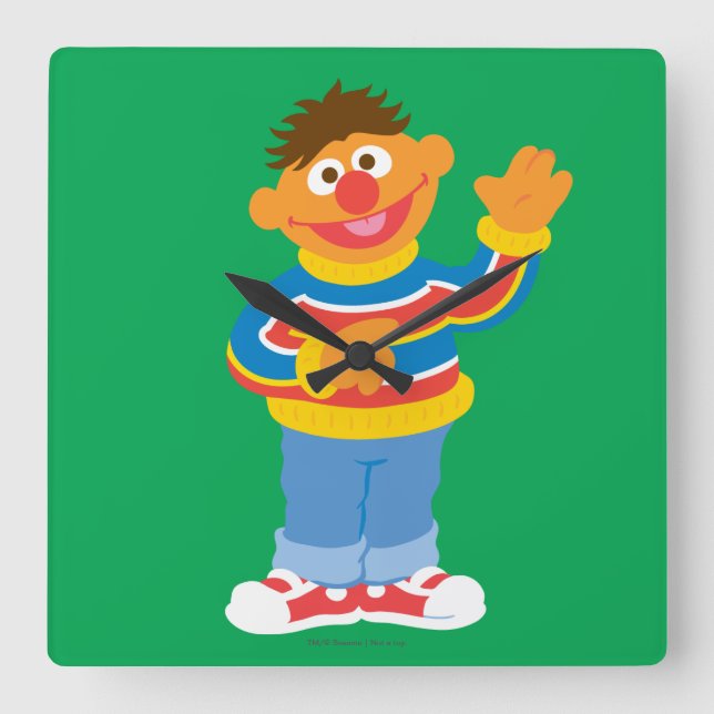 Ernie Graphic Fyrkantig Klocka (Framsida)