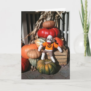 Ernie kortet för sock monkeyHalloween pumpa Kort