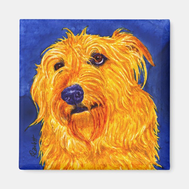 "Ernie" - Shaggy Hound Mix Magnet (Framsidan)