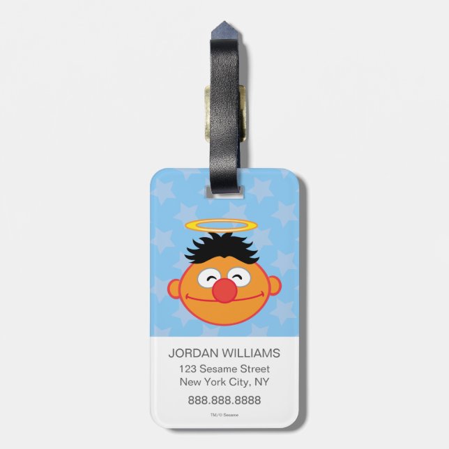 Ernie Smiling Ansikte med Halo Bagagebricka (Baksidan Lodrät)