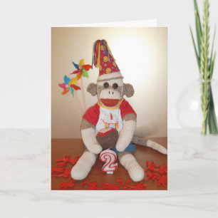 Ernie Sock monkey 2:a födelsedagskortet Kort