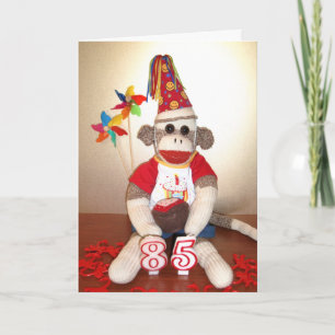 Ernie Sock monkey 85:e födelsedagskortet Kort
