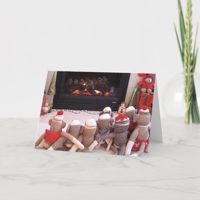 Ernie sock monkey och vänhelgdag Card Helgkort (Framsida)