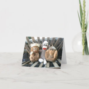 Ernie Sock monkey och Vänner Note Card Kort